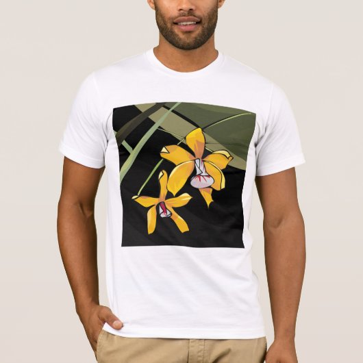 Yellow Orchid Blume Tropical Botanical T-Shirt (Vorderseite)