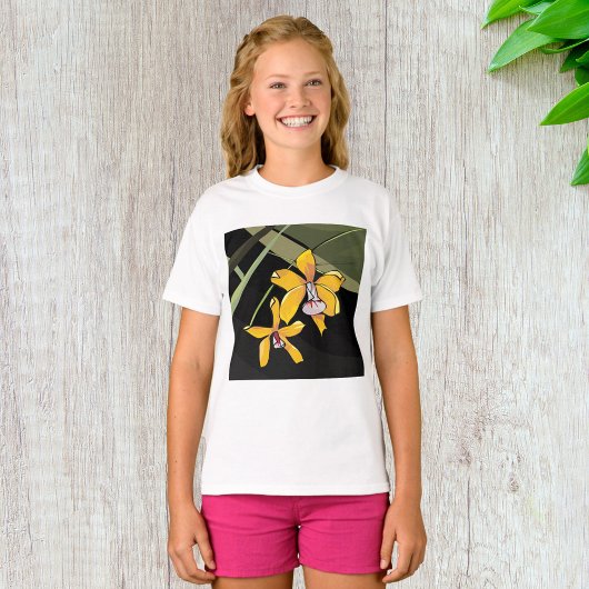 Yellow Orchid Blume Tropical Botanical T-Shirt