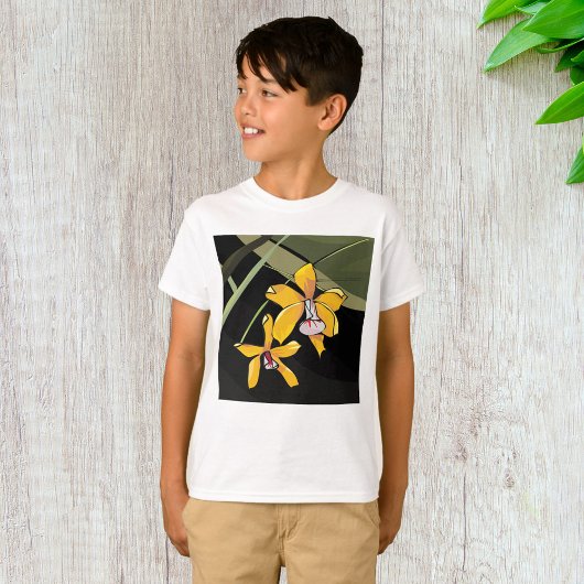 Yellow Orchid Blume Tropical Botanical T-Shirt