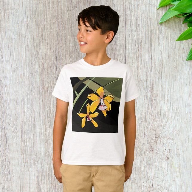 Yellow Orchid Blume Tropical Botanical T-Shirt (Von Creator hochgeladen)