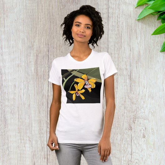 Yellow Orchid Blume Tropical Botanical T-Shirt