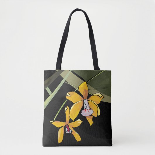 Yellow Orchid Blume Tropical Botanical Tasche (Vorderseite)