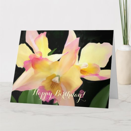 Yellow Orchids Custom Birthday Card Karte (Vorderseite)