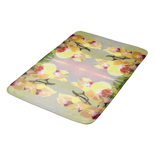 Yellow Orchids Pattern Badematte (Schrägansicht)