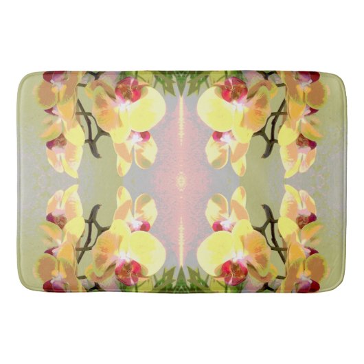 Yellow Orchids Pattern Badematte (Vorderseite)