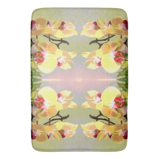 Yellow Orchids Pattern Badematte (Vorderseite Vertikal)