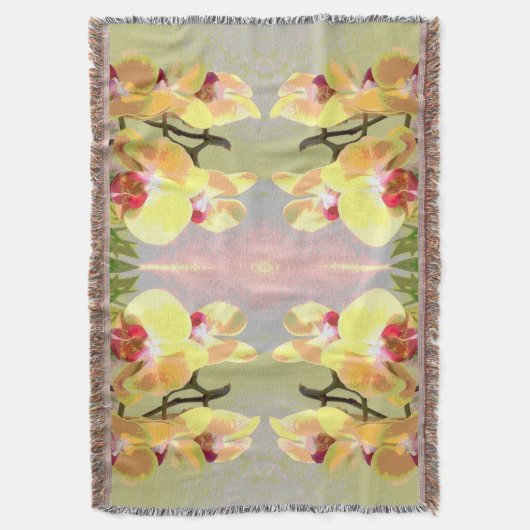 Yellow Orchids Pattern Decke (Vorderseite Vertikal)