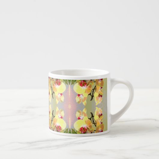 Yellow Orchids Pattern Espressotasse (Rechts)