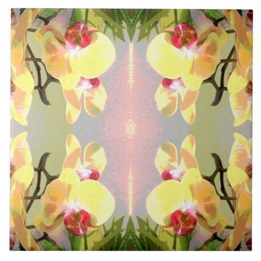 Yellow Orchids Pattern Fliese (Vorderseite)
