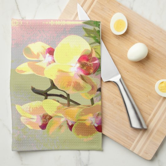 Yellow Orchids Pattern Geschirrtuch (Viertel Falte)