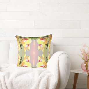 Yellow Orchids Pattern Kissen
