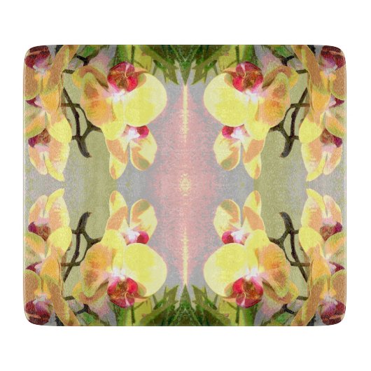 Yellow Orchids Pattern Schneidebrett (Vorderseite)