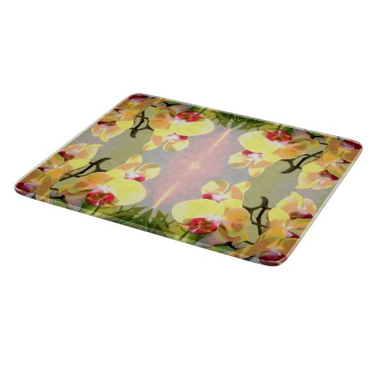 Yellow Orchids Pattern Schneidebrett (Ecke)