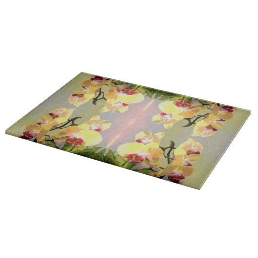 Yellow Orchids Pattern Schneidebrett (Ecke)