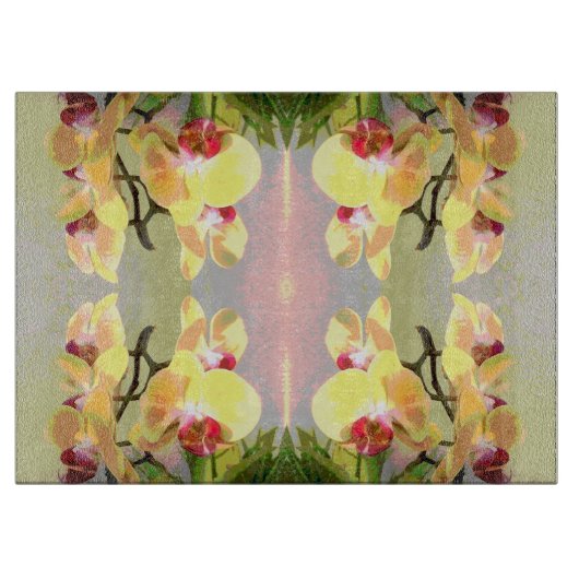 Yellow Orchids Pattern Schneidebrett (Vorderseite)