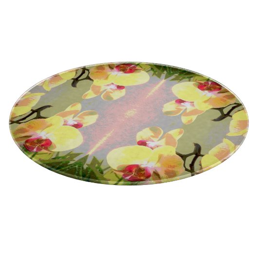 Yellow Orchids Pattern Schneidebrett (Ecke)