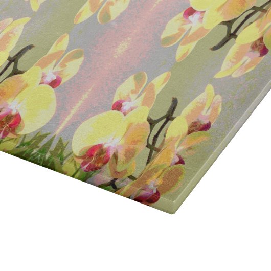 Yellow Orchids Pattern Schneidebrett (Ecke)