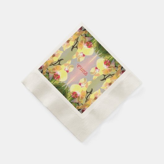 Yellow Orchids Pattern Serviette (Ecke)