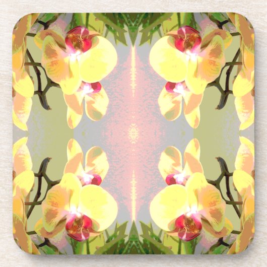Yellow Orchids Pattern Untersetzer (Vorderseite)