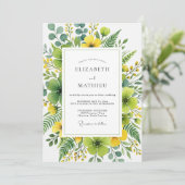 Yellow Organic Botanical Wedding Einladung (Stehend Vorderseite)