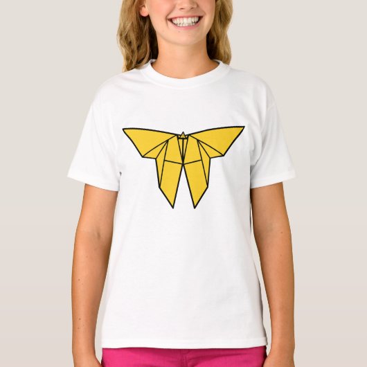 Yellow Origami Butterfly Girls T - Shirt (Vorderseite)