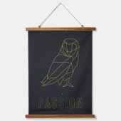 Yellow origami owl Affirmative poster. Leidenschaf Wandteppich Mit Holzrahmen (Vorderseite)