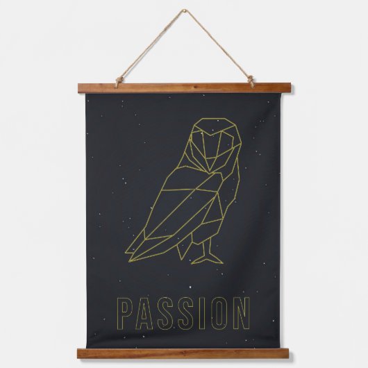 Yellow origami owl Affirmative poster. Leidenschaf Wandteppich Mit Holzrahmen (Vorderseite)