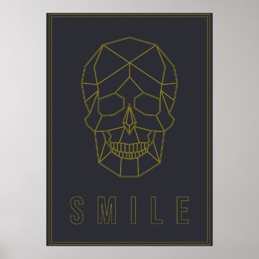 Yellow origami Schädel Affirmative poster. Lächeln Poster (Vorne)