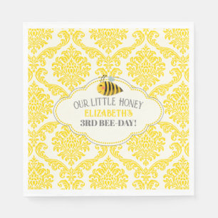 Yellow Our Little Honey Bee Birthday Paper Napkins Serviette