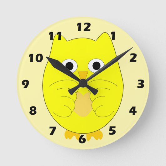 Yellow Owl Design Runde Wanduhr (Vorderseite)