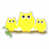 Yellow Owls Design Aufkleber (Vorderseite)