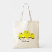 Yellow Owls Design Personalisiert Tragetasche (Rückseite)
