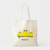Yellow Owls Design Personalisiert Tragetasche (Vorne)