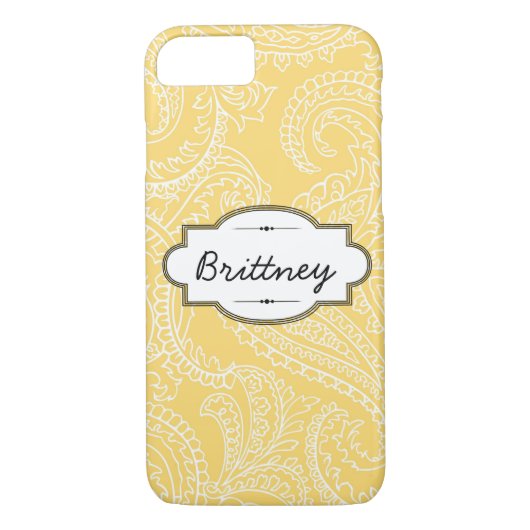 Yellow Paisley iPhone 7 Barely There Case (Rückseite)