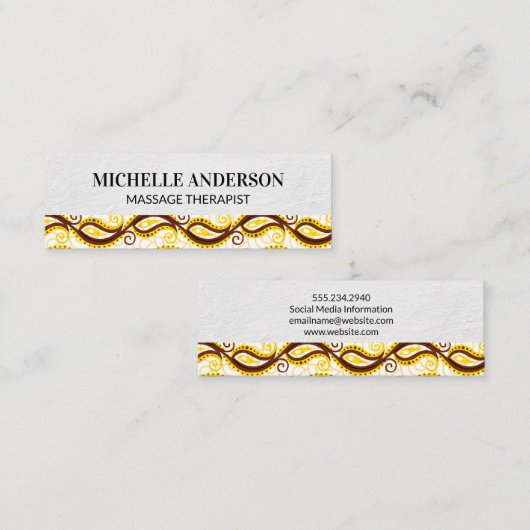 Yellow Paisley Pattern Mini Visitenkarte (Vorne/Hinten)