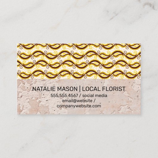 Yellow Paisley Pattern | Textrahmen Visitenkarte (Rückseite)