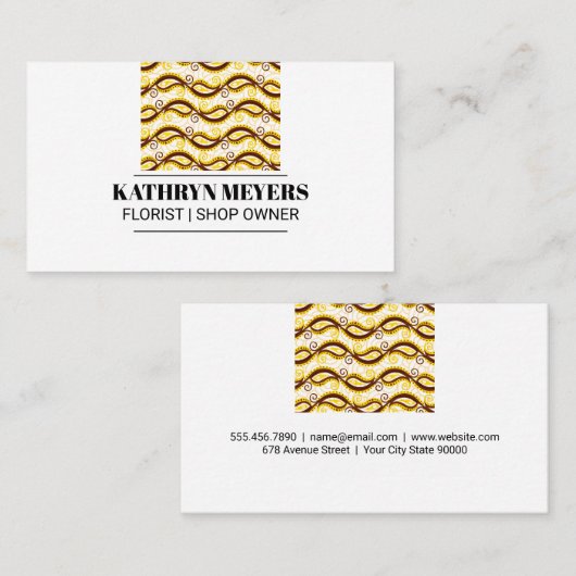 Yellow Paisley Pattern Visitenkarte (Vorne/Hinten)