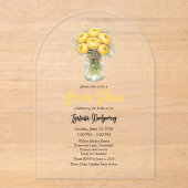 Yellow Palette Ranunculus Mason Jar Bridal Shower Acryleinladungen (Vorderseite)