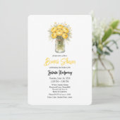 Yellow Palette Ranunculus Mason Jar Bridal Shower Einladung (Stehend Vorderseite)