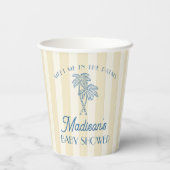 Yellow Palm Spring Pastel Beach Baby Dusche Pappbecher (Rückseite)