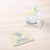 Yellow Palm Spring Pastel Beach Baby Dusche Rechteckiger Pappuntersetzer (Vor Ort)