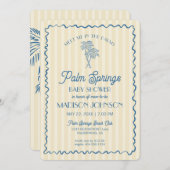 Yellow Palm Spring Pastel Beach Cabana Babydusche Einladung (Vorne/Hinten)