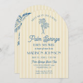 Yellow Palm Spring Pastel Beach Cabana Babydusche Einladung (Vorne/Hinten)