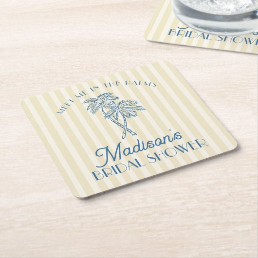Yellow Palm Spring Pastell Beach Brautparty Rechteckiger Pappuntersetzer (angewinkelt)
