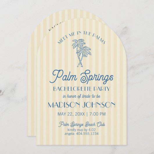 Yellow Palm Spring Pastell Beach Junggeselinnen-Ab Einladung (Vorne/Hinten)