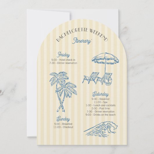 Yellow Palm Spring Pastell Beach Junggeselinnen-Ab Einladung (Rückseite)