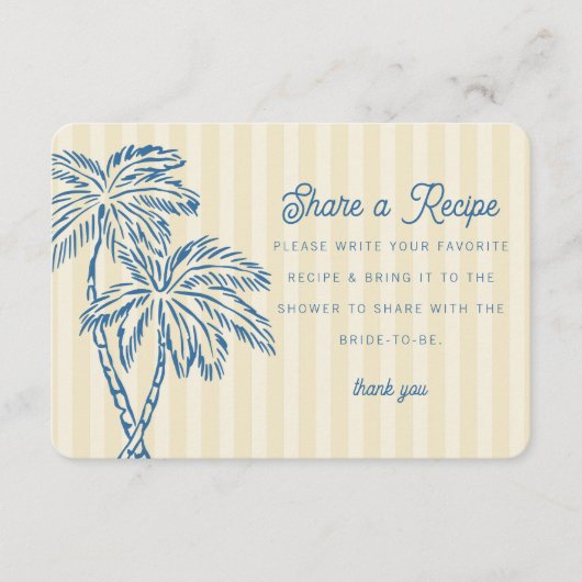 Yellow Palm Springs Pastel Beach Share Rezept Card Begleitkarte (Vorderseite)