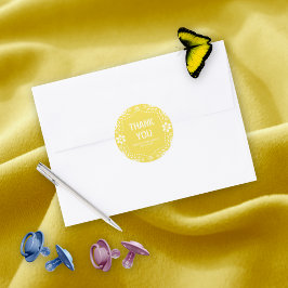 Yellow papel picado Vielen Dank Baby Girl Dusche Runder Aufkleber