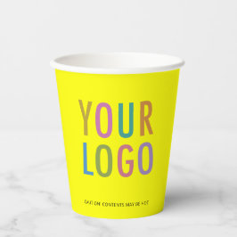 Yellow Paper Cups Custom Company Logo Branded 8 oz Pappbecher