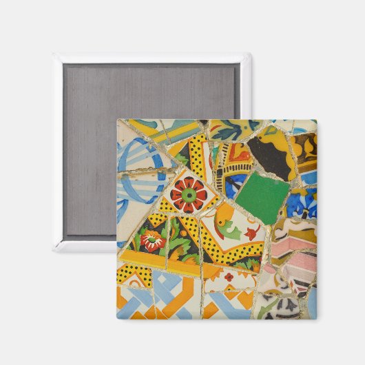 Yellow Parc Guell Tiles in Barcelona Spanien Magnet (Vorderseite/Rückseite)